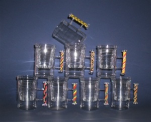 Tee Glas incl. Filter, mit farbigem Henkel / Griff, Glas Rührer