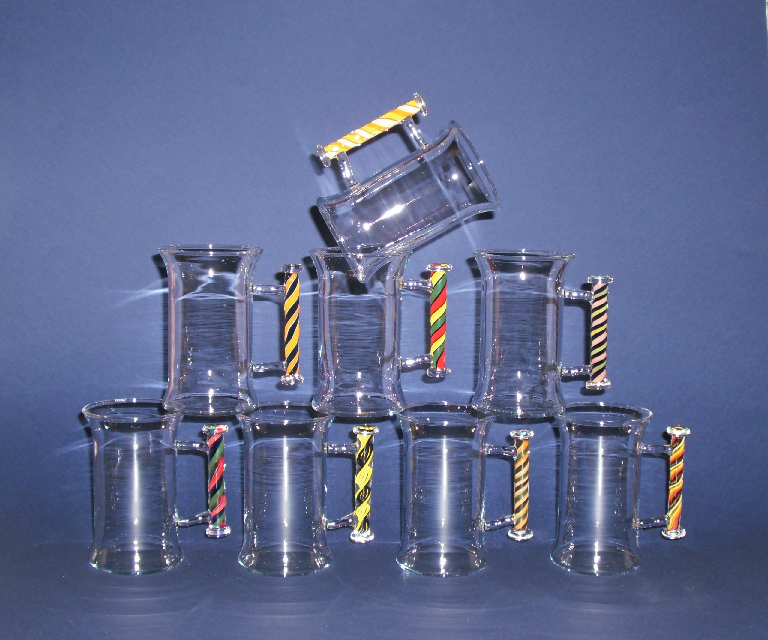 Tee Glas einfach mit farbigem Henkel / Griff, Glas Rührer